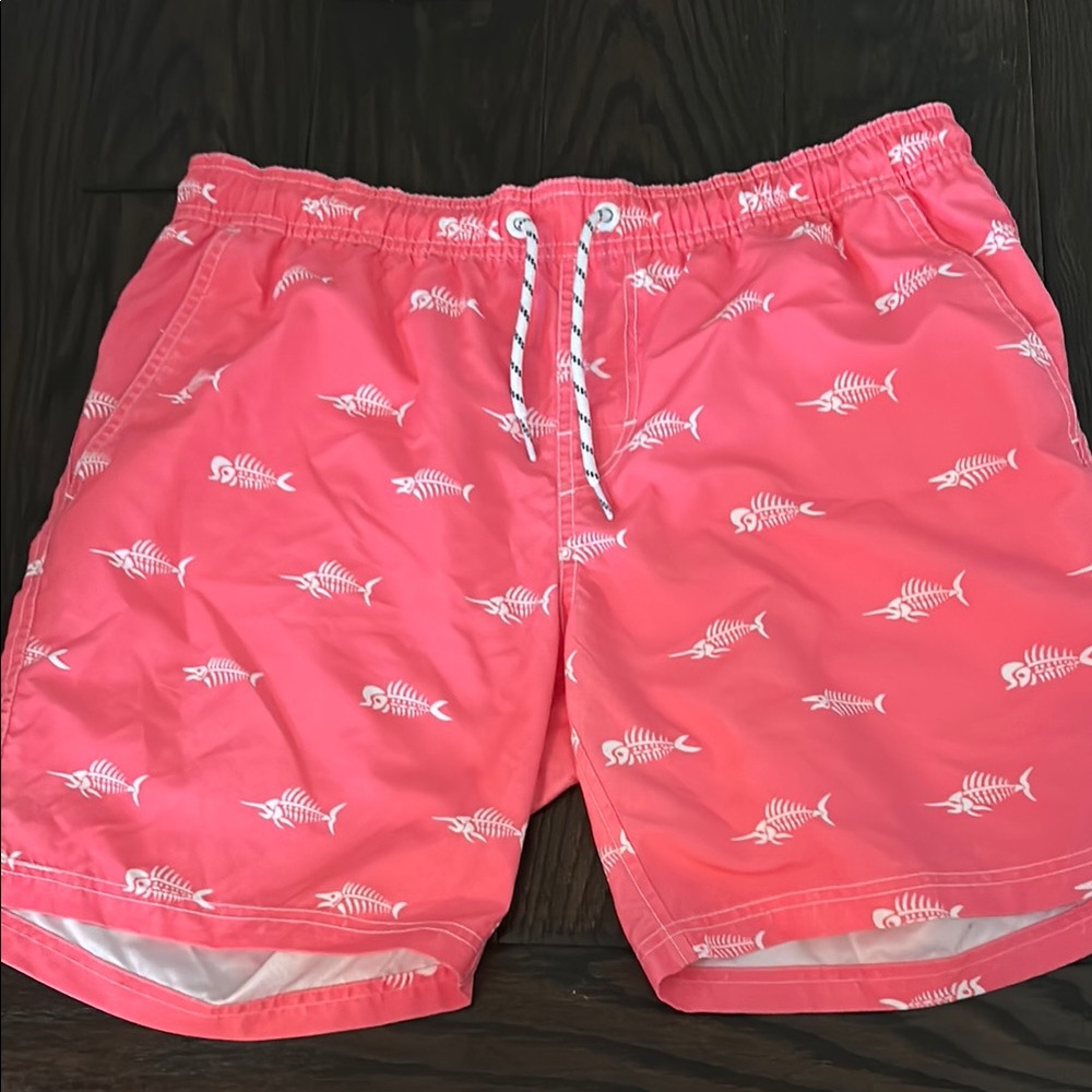 Men's Pink Fish Print Swim Shorts